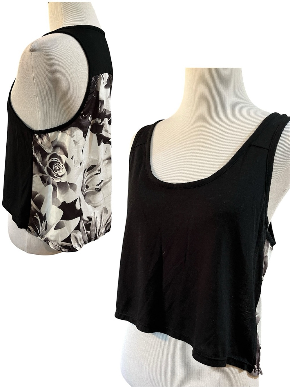 AMERICAN EAGLE OUTFITTERS HAPPY HOUR CROPPED TANK BLACK WHITE SIZE MEDIUM